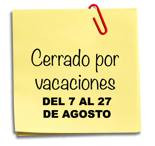 Cerrado del 7 al 27 de agosto